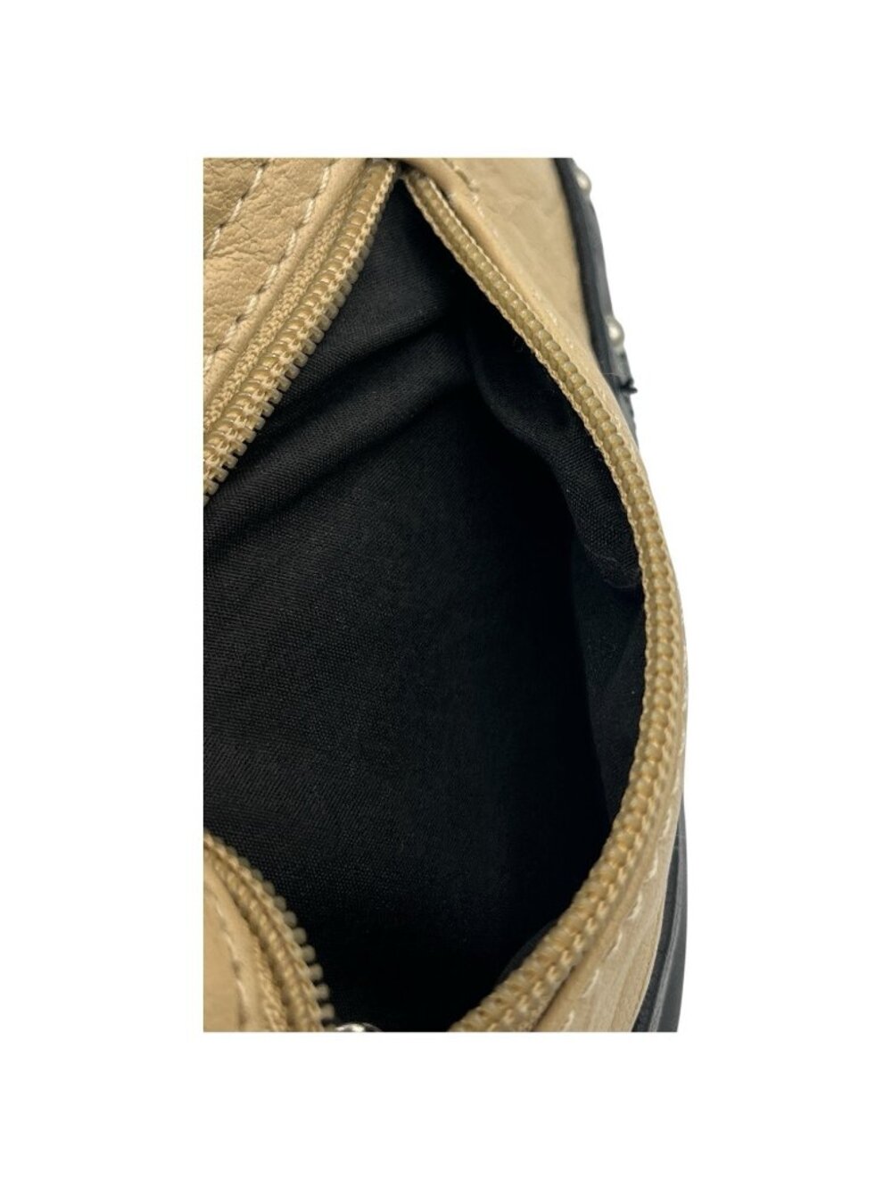 Stone & Co Cross Body Shoulder Bag Beige & Black Multi Zipper Faux Leather - Picture 12 of 16